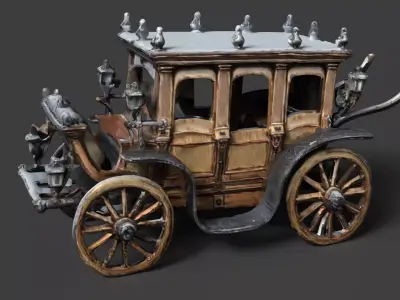 Chinese Ancient Carriage Figure   Low-poly 3D model