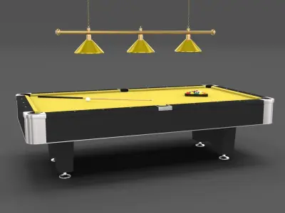 8 Ball Pool Table Setting Yellow 3D model