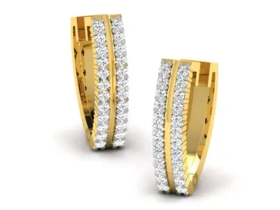 Gold Diamond Women Earring 3D print Model 3D print model 141