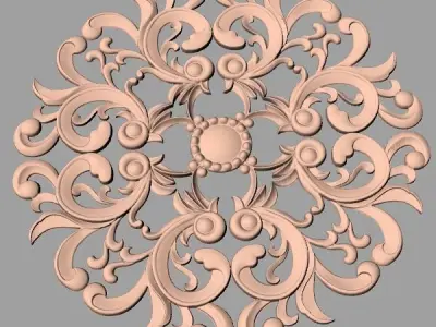 Furniture decoration round flower 3D STL model for CNC E928 3D model
