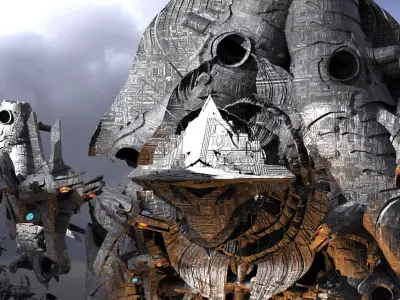 Transformer colossal structure city Low-poly 3D model