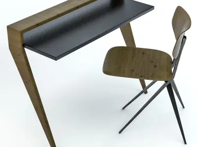 chairdesk modern desk and chair 3D model