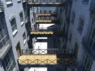 3D Building Alleyway Textured 3D model