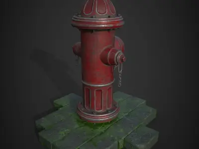 fire hydrant with stone Low-poly 3D model