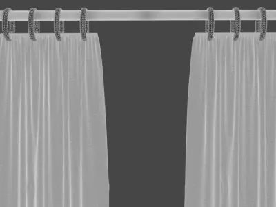 Curtain With Metal Bars 3D model