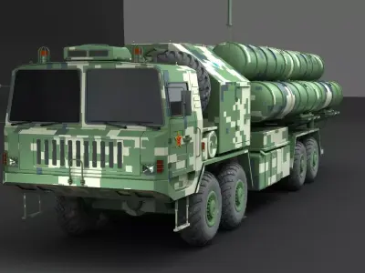 China Army Red flag 9 air defense missile 3D model