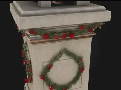 Rose Adorned Stone Pedestal  Elegance Etched in Blooming Stone 3D model