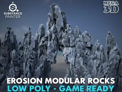 8 Low Poly Erosion Rocks - 231126 Low-poly 3D model