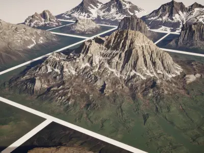 Alpine mountain pack Low-poly 3D model Low-poly 3D model