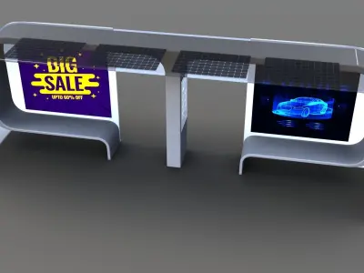 Bus Stop Low-poly 3D model