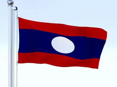 Animated Laos Flag Low-poly 3D model
