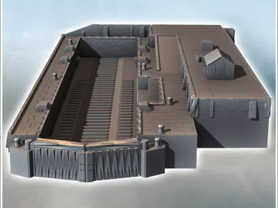 Large port dry dock for ships with brick and stone walls multipl 3D print model