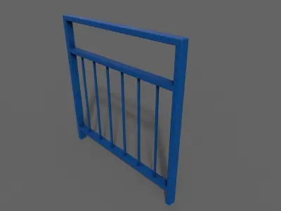 PBR Pedestrian Guard Rail Blue V4 Low-poly 3D model