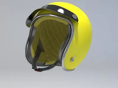 Yellow Retro Motorcycle Helmet 3D model