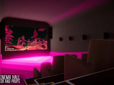 VIP cinema hall - interior and props Low-poly 3D model