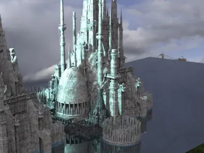 Ancient Alien Future City Tempels City Kit bash 3D model