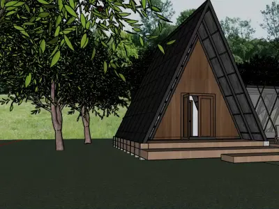 MODERN A FRAME WOODEN CABIN TINY HOUSE FOREST RETREAT 3D model