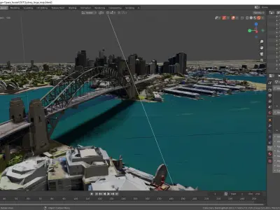 Sydney Large map with Texture Low-poly 3D model
