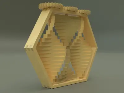 Wooden wind spinner 3D model