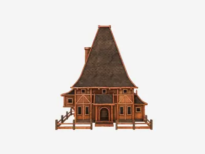 Medieval Building A09 Noble Wood - Scenery Backdrop House Low-poly 3D model