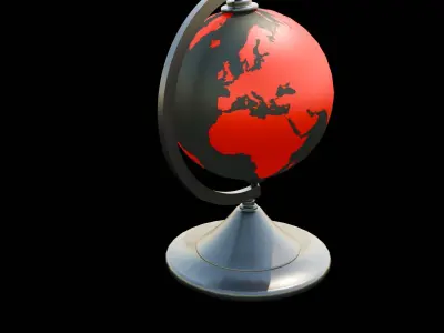 L-poly Night Lamp  and Globe World - Red - Grey Free low-poly 3D model