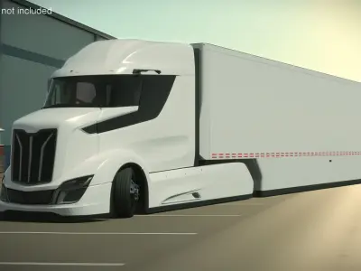  Advanced Long Haul Truck and Trailer Rigged for Maya 