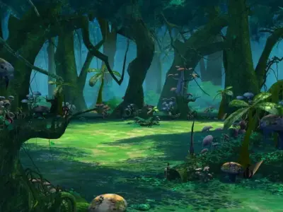 Cartoon Forest Scene 01 3D model