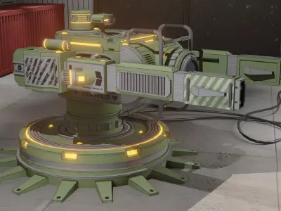 Sci-Fi Rail Gun Turret Low-poly 3D model