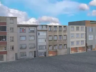 Lovpoly Apartments and house Low-poly 3D model