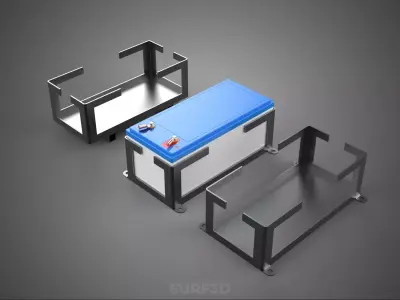 BRACKET BATTERY HOUSING FRAME ACCU CASING HOLDER MOUNT MOUNTING 3D model