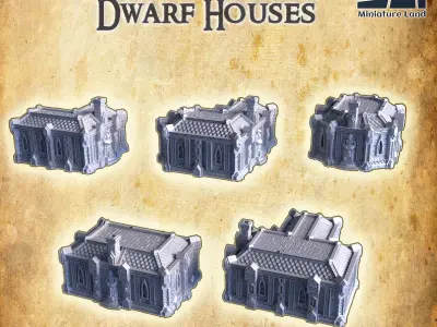 Dwarf Houses Tabletop Terrain 28 MM 3D print model