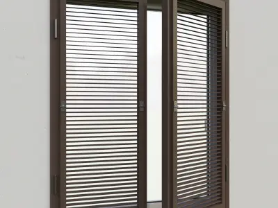 Shutters 6 open window with slats 3D model