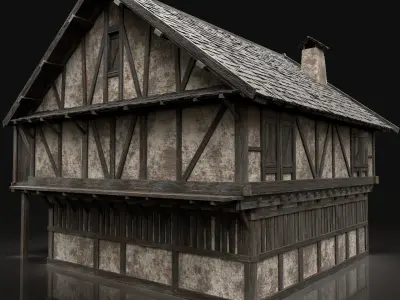 ENTERABLE AAA NEXT GEN MEDIEVAL CITY TOWN HOUSE VILLAGE Low-poly 3D model