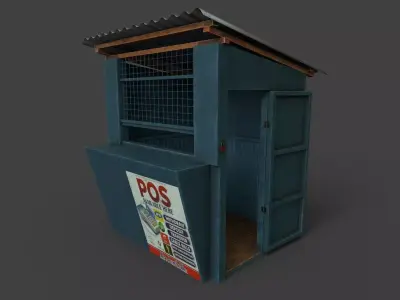 Kiosk 3D Model toilet with sign 3D model
