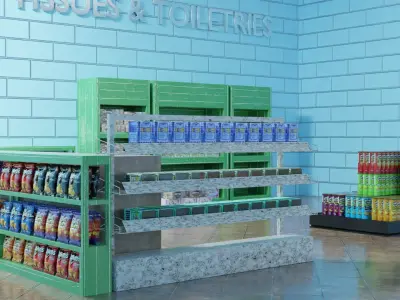 Convenience Store both Interior  and Exterior 3D model