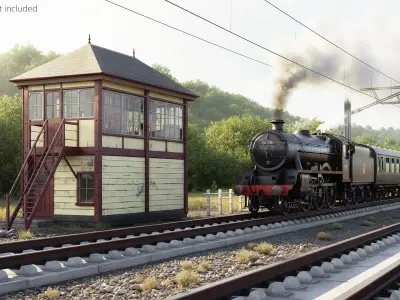  Historic Railway Signal Box with Interior 