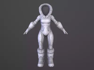 character battle armor Low-poly 3D model
