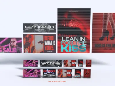 Cyberpunk Advertisement Billboards Low-poly 3D model