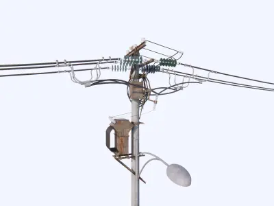 Utility Power Pole Street 3D model
