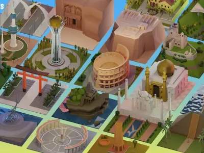 Landmarks of the world H to K Low-poly 3D model