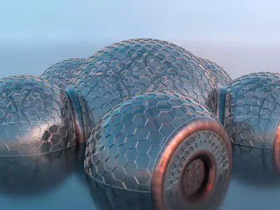 Sci Fi Hexagon Glass Dome Kitbash Collection 3D model