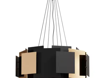 Gerard M pendant chandelier in black and gold color 3D model