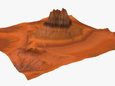 Mountain 3 made of orange paper 3D model