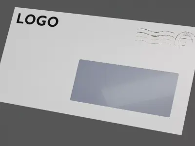 Mail envelope with window Low-poly 3D model