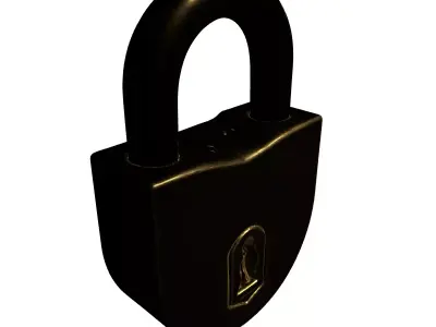 Shiny Golden Padlock 3D Model Low-poly 3D model
