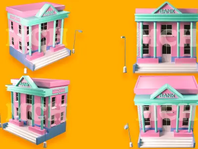 isometric Bank Low-poly 3D model