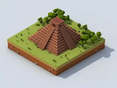 Cartoon Low Poly Chichen Itza 3D model