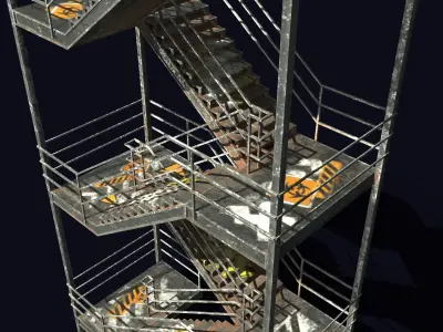 Emergency Exit Stairs Low-poly 3D model