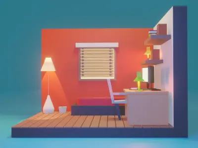 Isometric Room 1 Low-poly 3D model