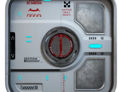 Sci-fi Double Door Low-poly 3D model